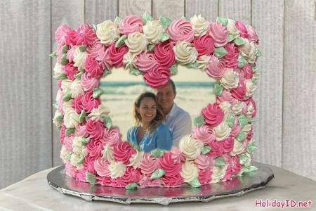 Buat Kue Ulang Tahun Swirl Pink Berbentuk Hati Dengan Foto