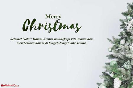 Kartu Pohon Natal Merry Biru Dengan Harapan