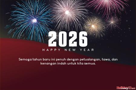 Kartu Ucapan Selamat Tahun Baru Kembang Api 2026