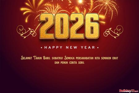 Kartu Ucapan Tahun Baru 2026 Berkilau Dan Emas