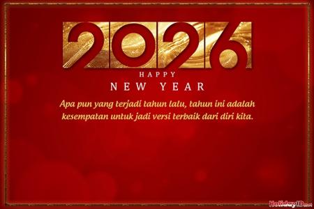 Selamat Tahun Baru 2026 Kartu Ucapan Dengan Pita