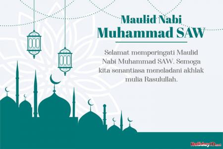 Kartu Ucapan Maulid Nabi Muhammad SAW Online Desain Elegan
