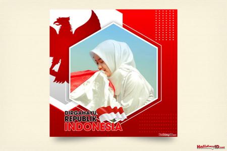 Bingkai Foto Dirgahayu Republik Indonesia 17 Agustus Merah Putih yang Menonjol