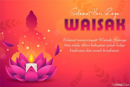 Kartu Ucapan Selamat Hari Raya Waisak Cerah Bernuansa Oranye Merah