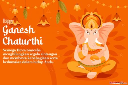 Membuat Kartu Ucapan Selamat Ganesh Chaturthi Oranye Cerah Secara Online
