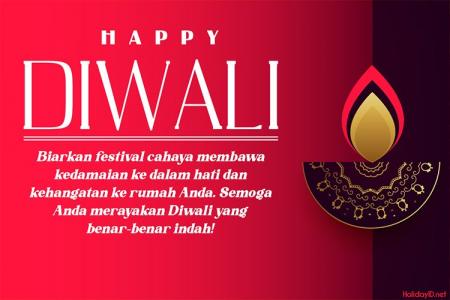 Kartu Happy Diwali yang Menonjol dengan Nuansa Merah Hangat dan Penuh Makna