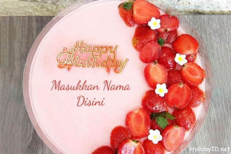 Unduh Gratis Kue Ulang Tahun Strawberry Dengan Nama