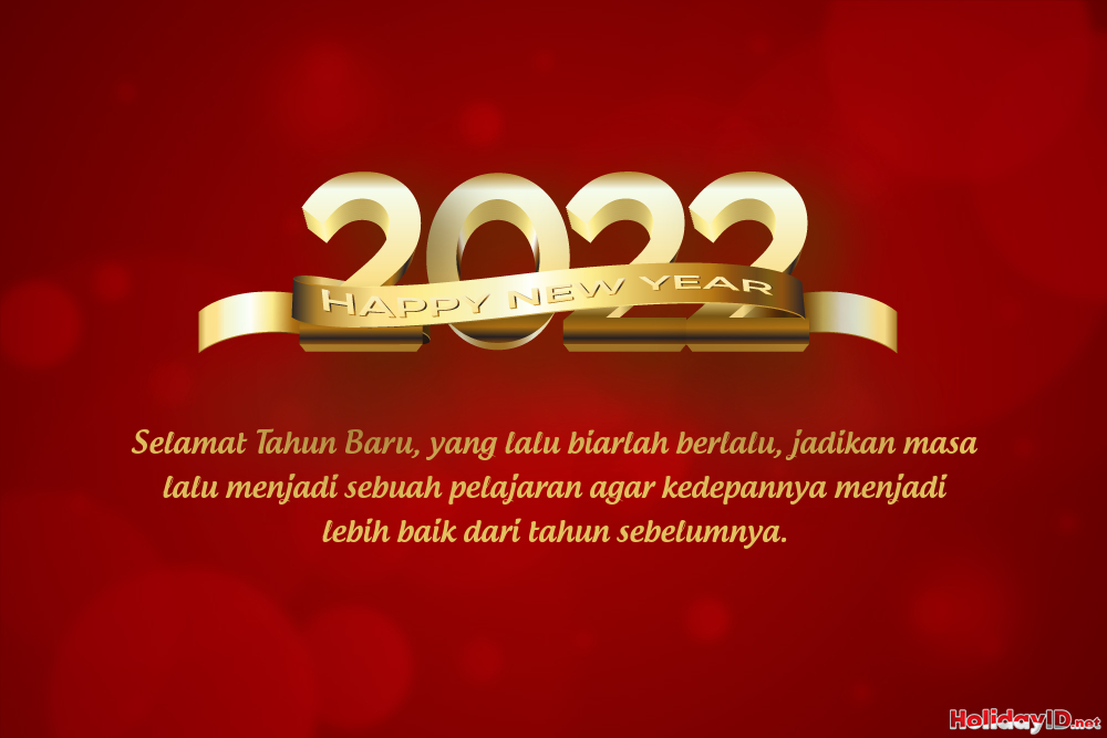 Selamat Tahun Baru 2022 Kartu Ucapan Dengan Pita 8561