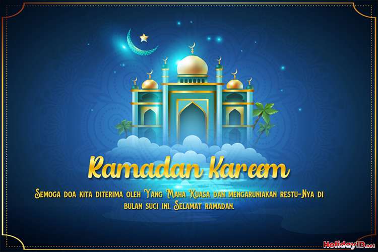 Kartu Ucapan Selamat Masjid Malam Ramadhan Kareem