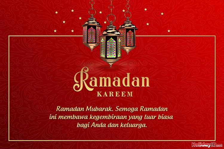 Kartu Ucapan Ramadhan Mubarak Dengan Lentera Emas