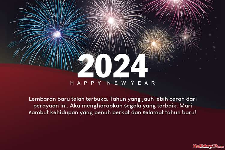Kartu Ucapan Selamat Tahun Baru Kembang Api 2024