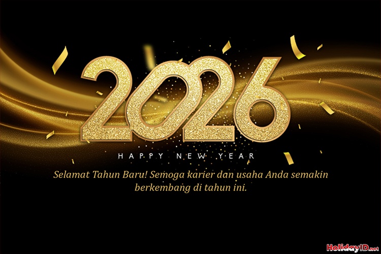 Glitter Dan Emas Kartu Selamat Tahun Baru 2026