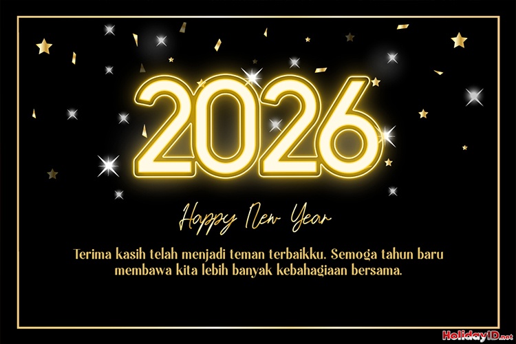 Kartu Ucapan Tahun Baru 2026 Bermakna Berkilau Terbaru